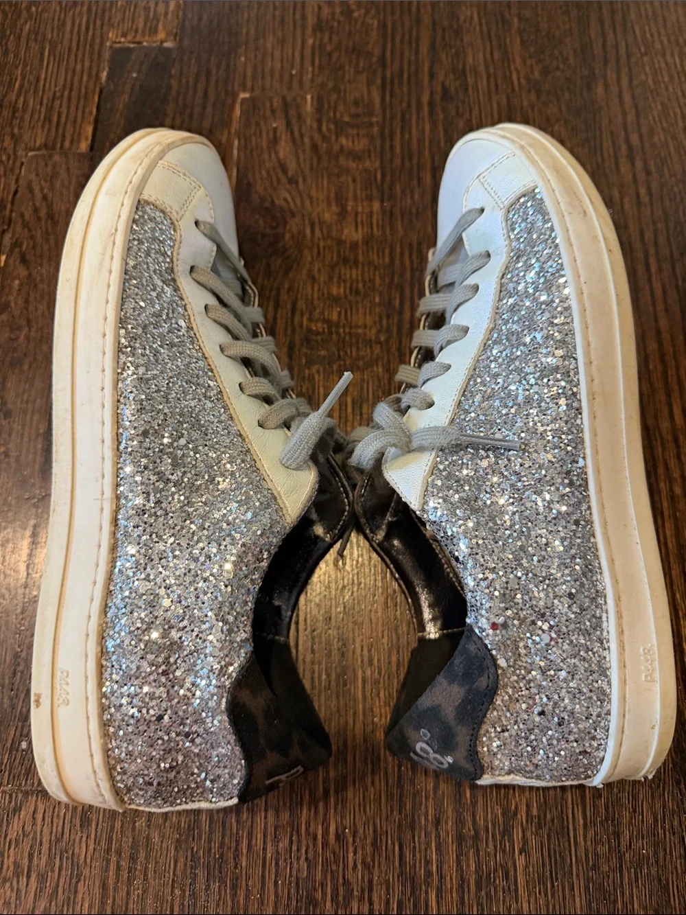 P448 Silver Glitter Low-Top Sneakers -